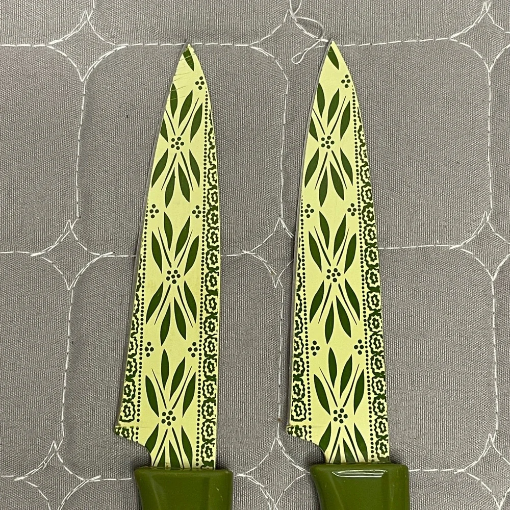 Kuhn Rikon Colori+ Paring Knives Herb‎ Garden Swiss Blade Safety Sheath Green